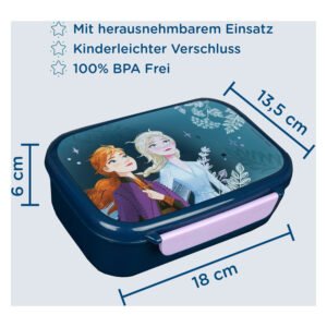 Disney Frozen broodtrommel met uitneembaar vak en afmetingen
