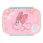 Roze Minnie Mouse lunchbox met bloemenprint en turquoise sluiting Minnie Mouse Broodtrommel