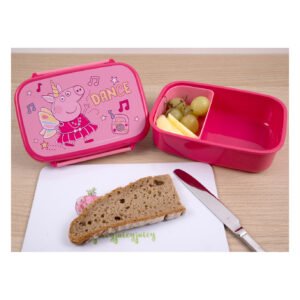Roze Peppa Pig broodtrommel met vakje voor fruit en lunch