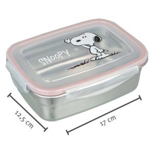 Snoopy RVS lunchbox met afsluitbaar deksel, 17 x 12,5 cm