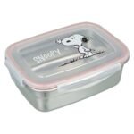 Snoopy RVS lunchbox met transparant deksel en roze afdichtring Lunchbox - Snoopy