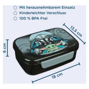 Star Wars lunchbox met Grogu en Mandalorian 18 cm