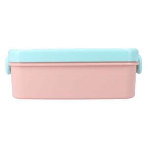 Roze Frozen lunchbox met lichtblauw deksel vanaf de zijkant