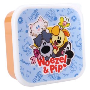Woezel & Pip broodtrommel met vrolijke dierenprint