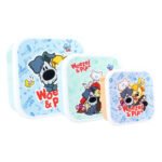 Woezel & Pip broodtrommel set met drie kleurrijke bakjes Woezel & Pip Broodtrommel 3-in-1 Fresh Bites