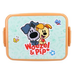 Woezel & Pip lunchbox met blauwe bak en oranje rand