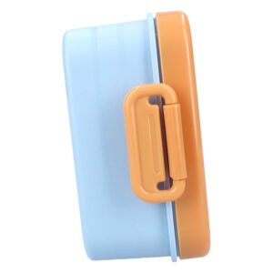 Zijkant Woezel & Pip lunchbox met oranje kliksluiting